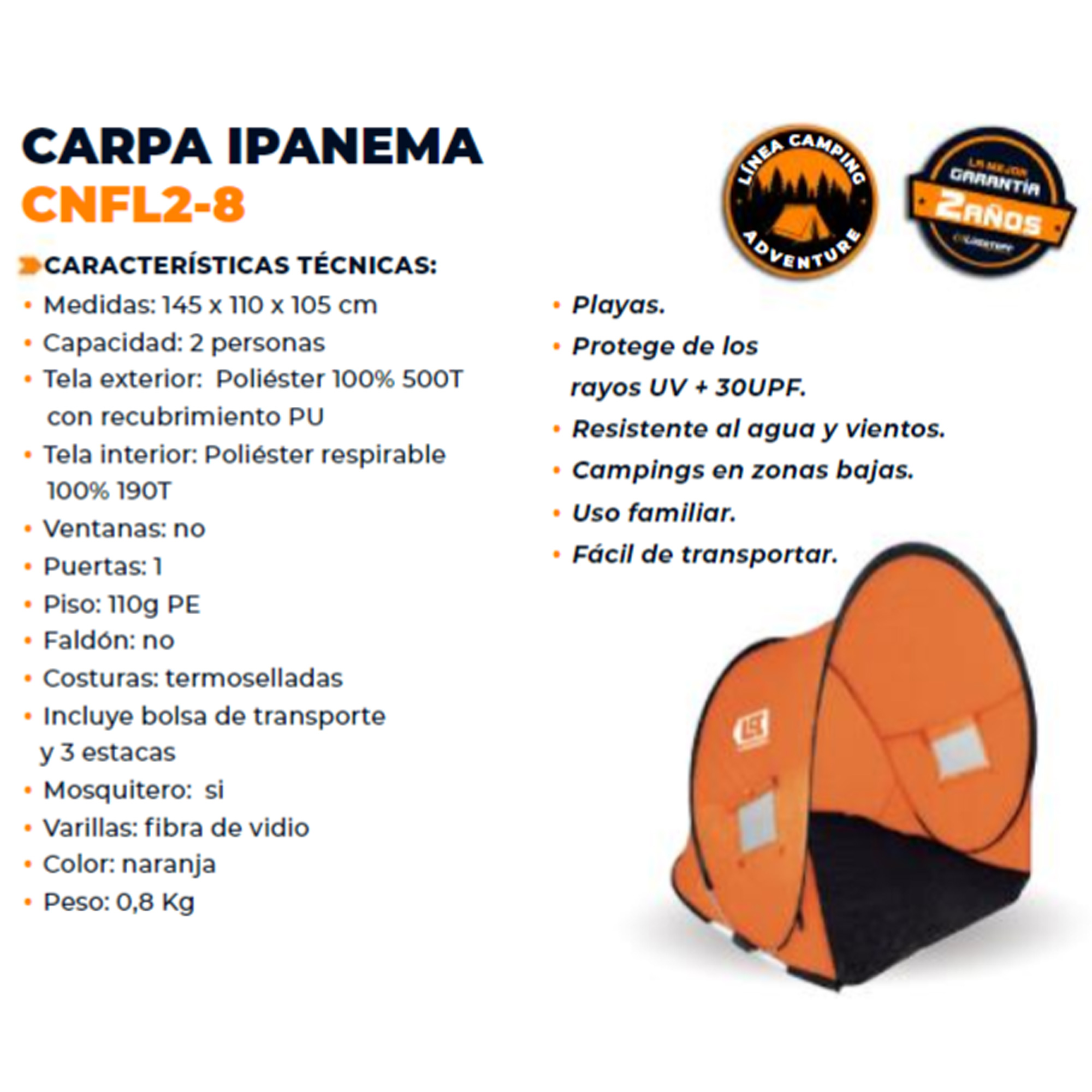CNFL2-8 LUSQTOFF                                                     | CARPA IPANEMA LUSQTOFF CNFL2-8 PARA 2 PERSONAS                                                                                                                                                                                                            