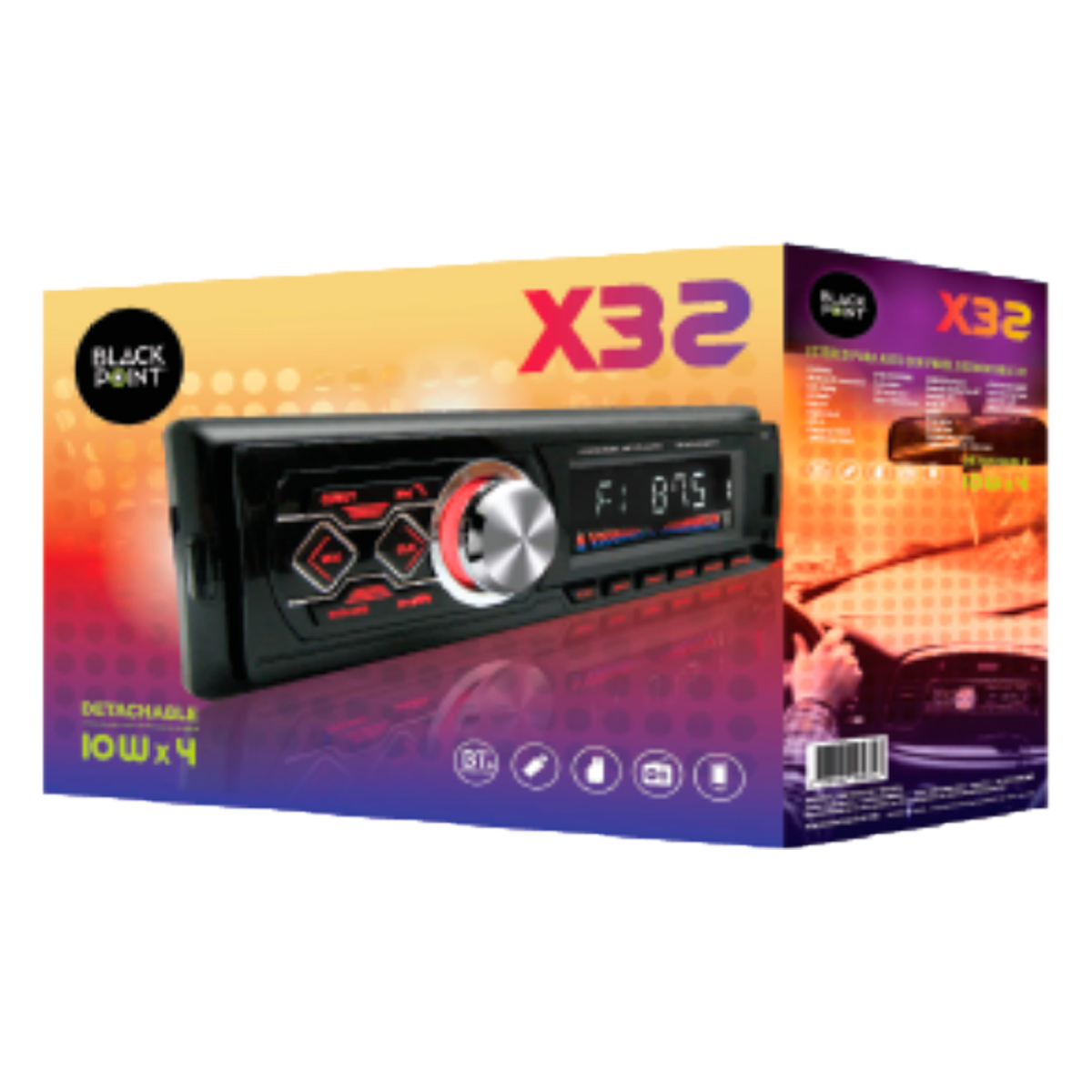 X-32-OUT Blackpoint                                                   | AUTOESTÉREO BLUETOOTH BLACKPOINT FM AUX USB POTENCIA X-32 OUTLET                                                                                                                                                                                          